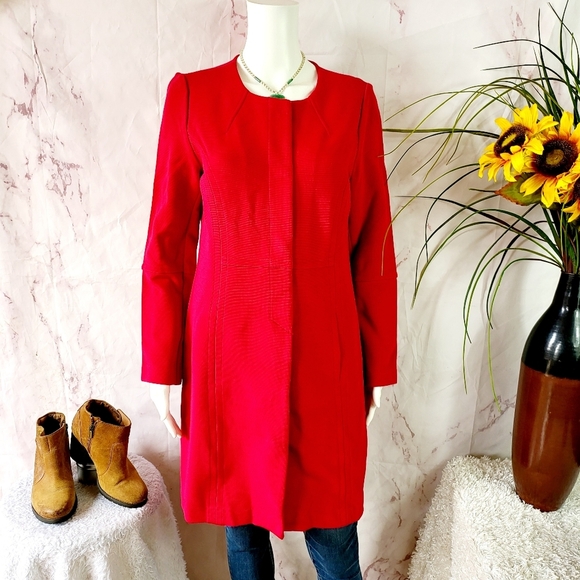 Chicos Drama Ottoman Jacket Elegant Red Women's Coat - Picture 3 of 7